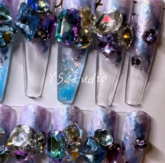 Handmade Unique Liquid Sand Wearable Nail Art